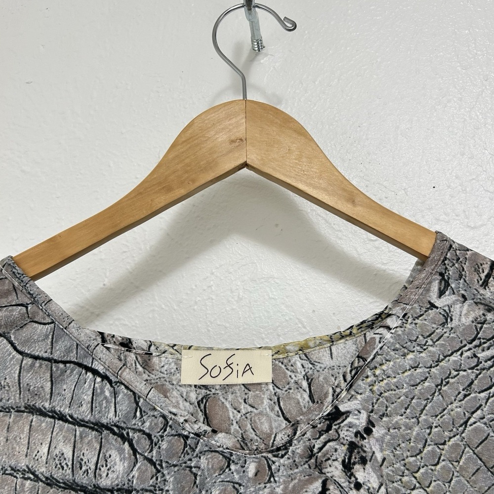 Sofia Collections Snake Print Tunic Dress Cinched Drop Waist Banded One Size - Picture 7 of 7